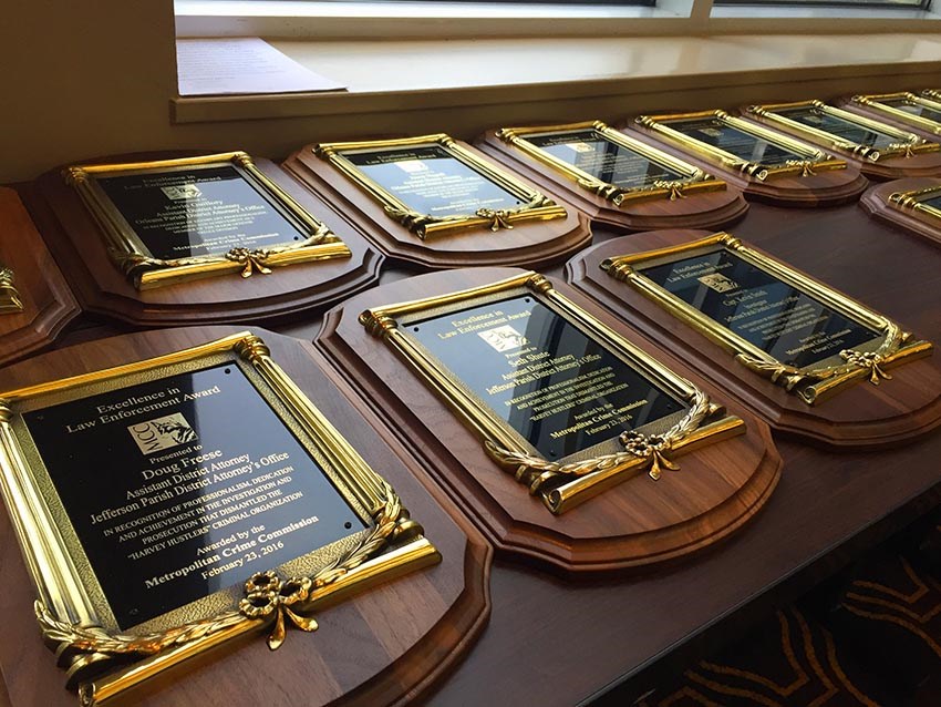 The Metropolitan Crime Commission awarded its 2016 "Excellence in Law Enforcement Awards" to members of the task for that investigated and prosecuted the Harvey Hustlers gang. (JPDA photo)